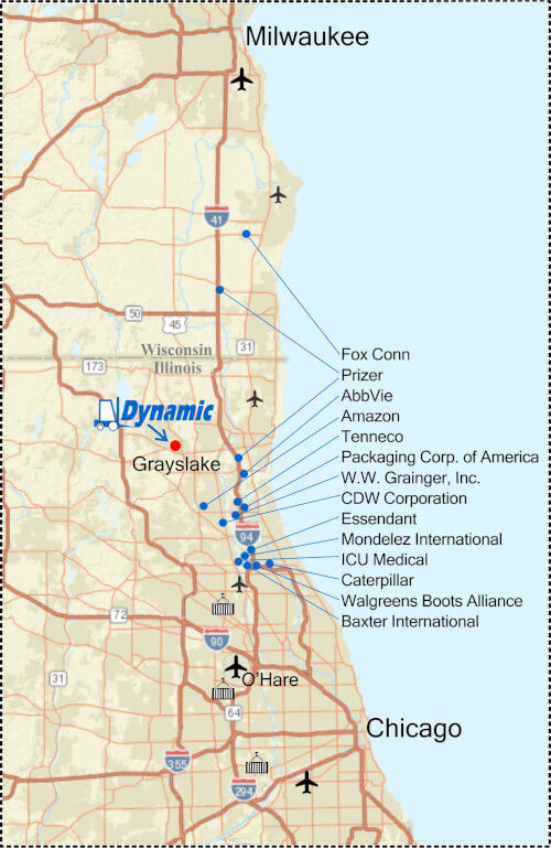 Chicago-area-map-ideal-warehousing and distribution-location marked